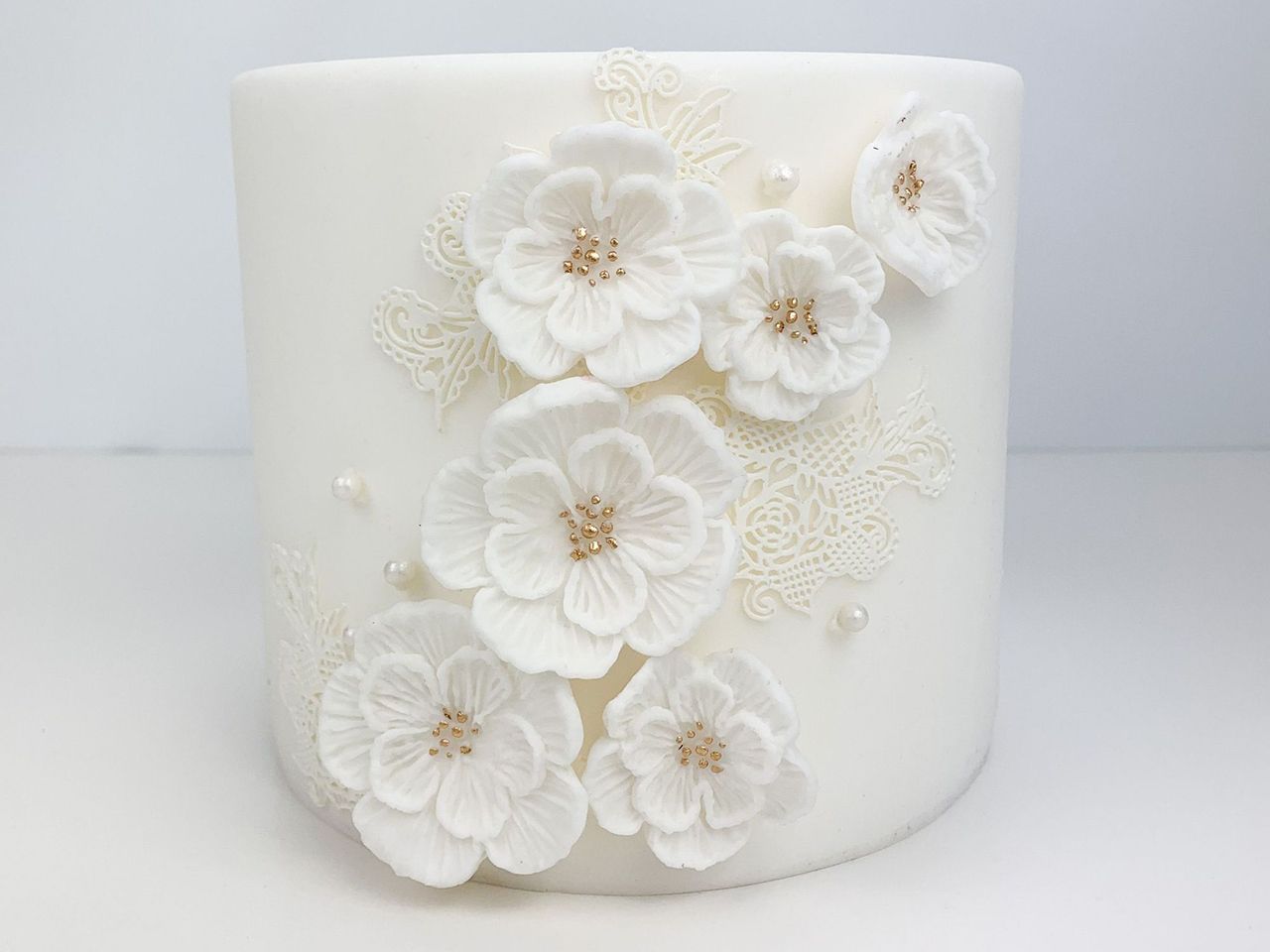 Fondant Blumen Weiß 6 Stück