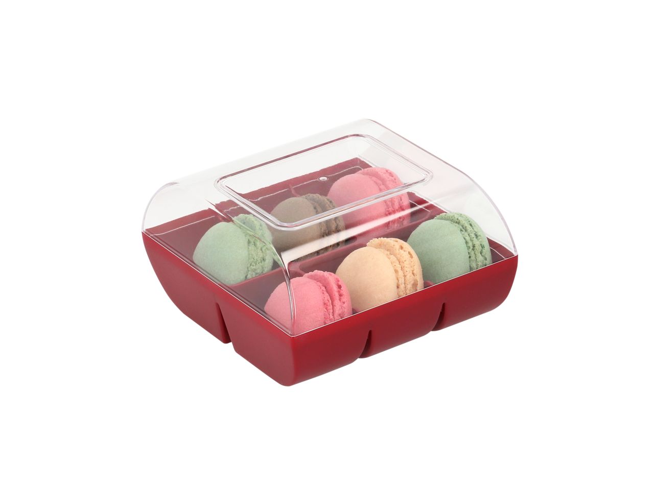 Macaron-Halbschalen 12 Stück bunt Incl. 6er Box ruby