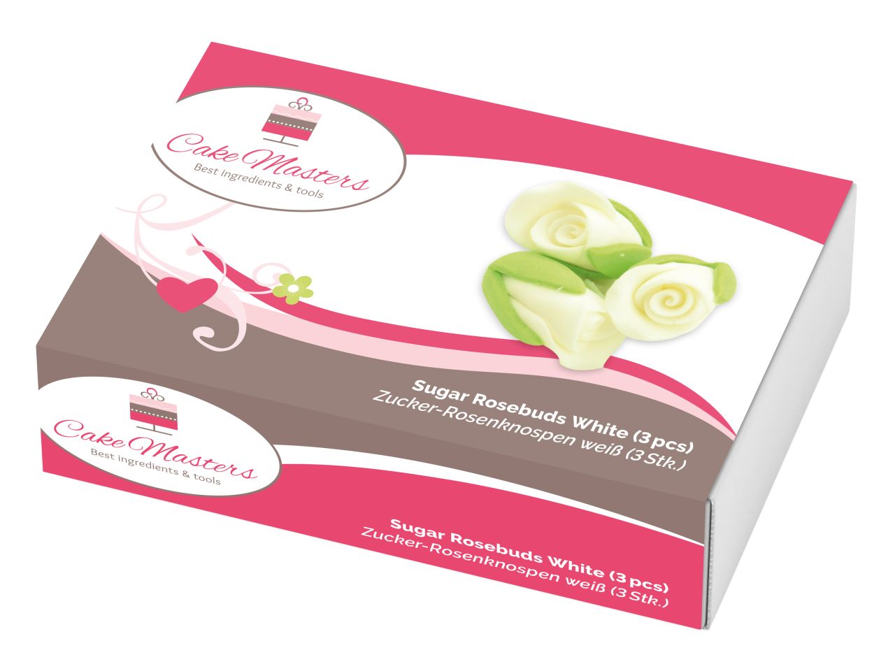Zucker-Rosenknospen weiß 3 Stk