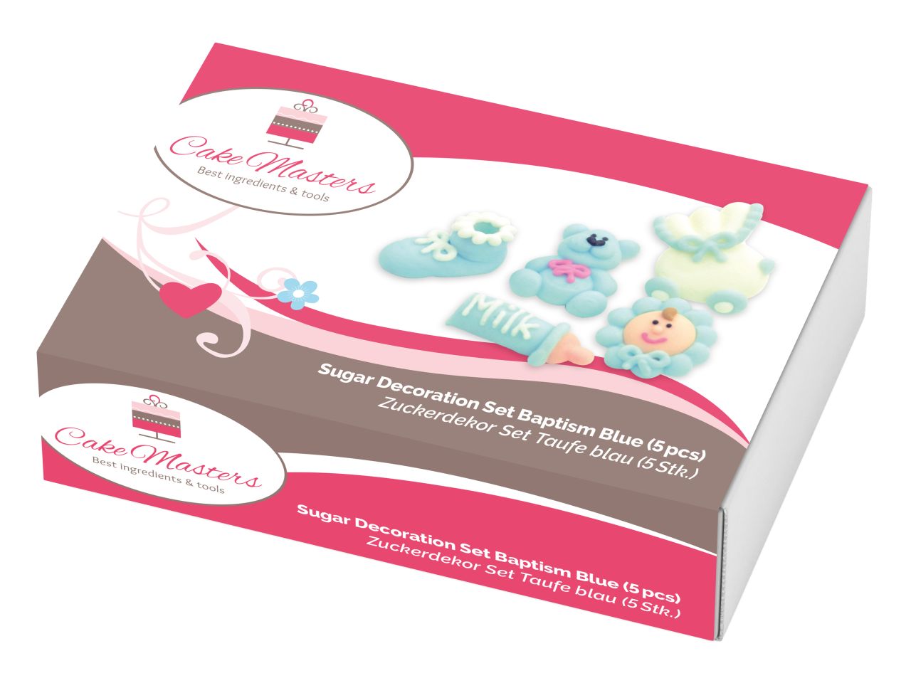 Zuckerdekor Taufset Baby blau 5 Stk
