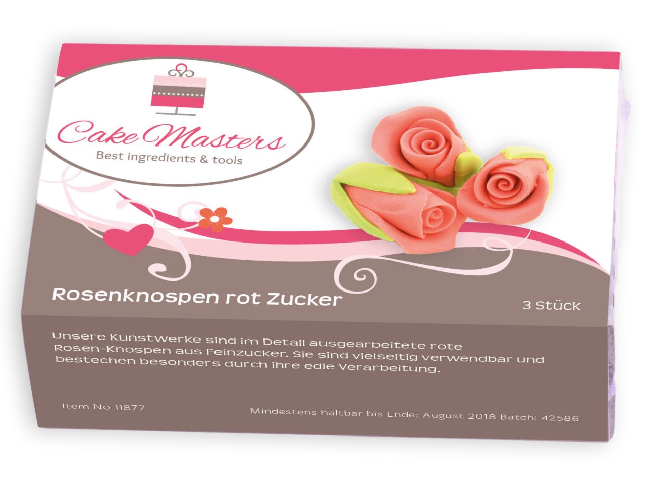 Zucker-Rosenknospen rot 3 Stk