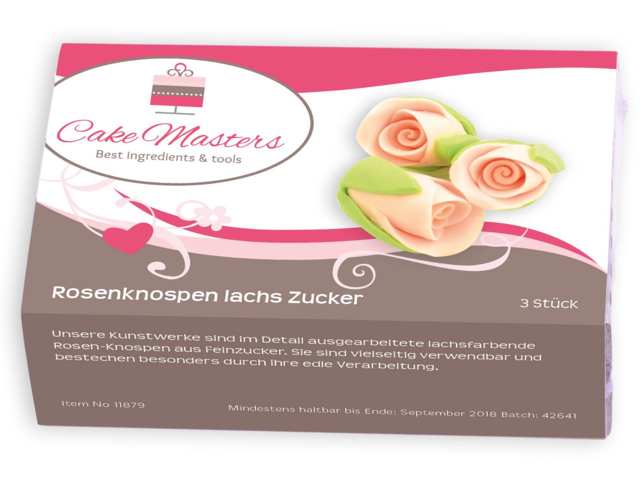 Zucker Rosenknospen lachs 3 Stk