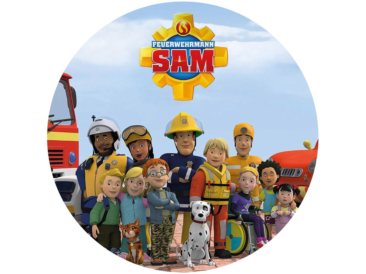 Tortenaufleger Feuerwehrmann Sam rund 20cm