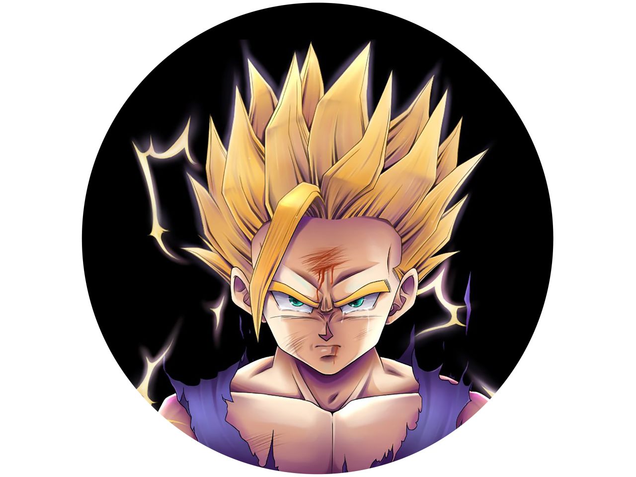 Tortenaufleger Dragonball Son Gohan Super Saiyajin rund 20cm