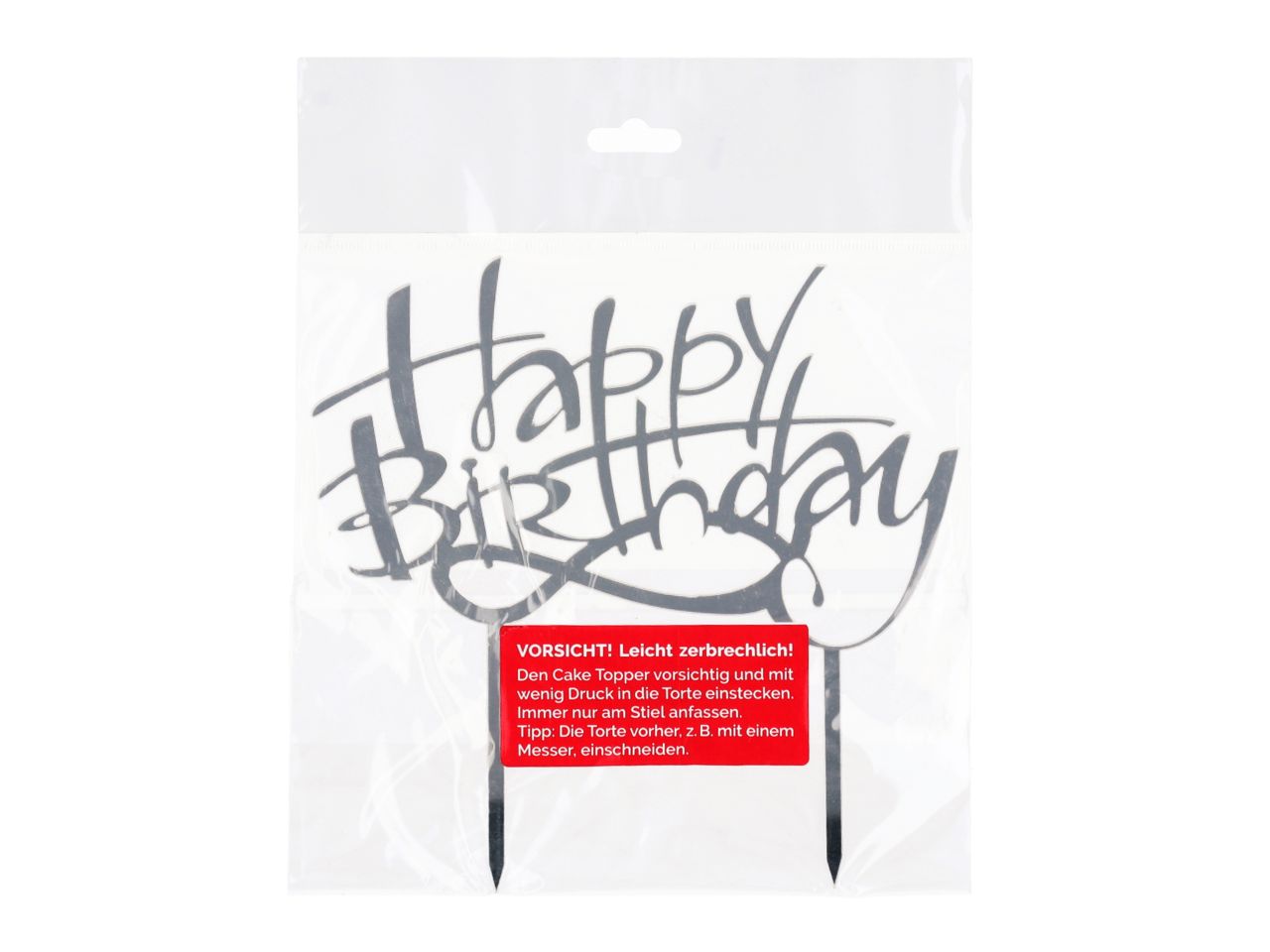 Happy Birthday Cake Topper silber